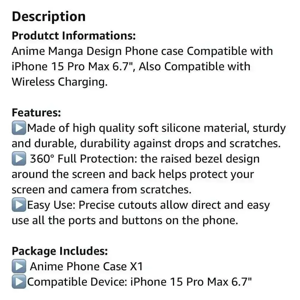 Anime Manga Phone Case for iPhone 15 Pro Max‎ 6.7